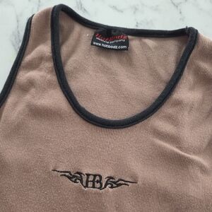 Hot Bodz Y2K Milk Chocolate Brown Sleeveless Ribbed Tank Top Medium Vintage